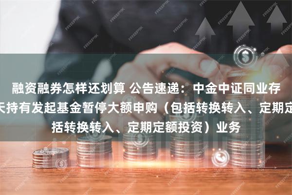 融资融券怎样还划算 公告速递：中金中证同业存单AAA指数7天持有发起基金暂停大额申购（包括转换转入、定期定额投资）业务